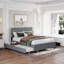 Lit plateforme en velours avec 2 tiroirs et lit gigogne simple TG