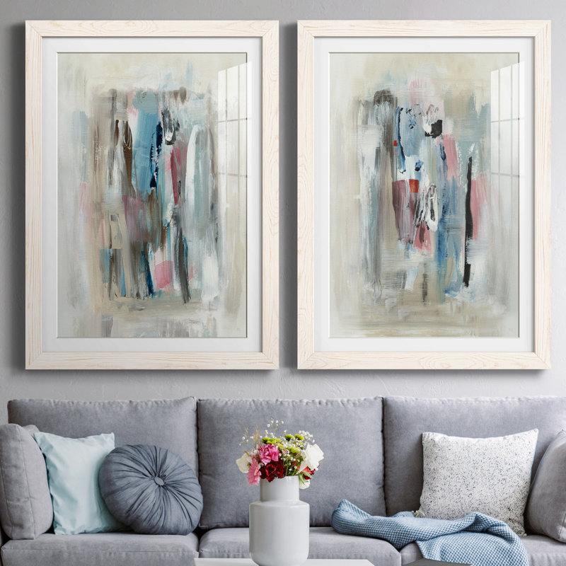«Rain Shadow I», ensemble de 2 reproductions d'art, H 44 po x l 31 po x P 1 po, Papier encadré blanc, Blanc
