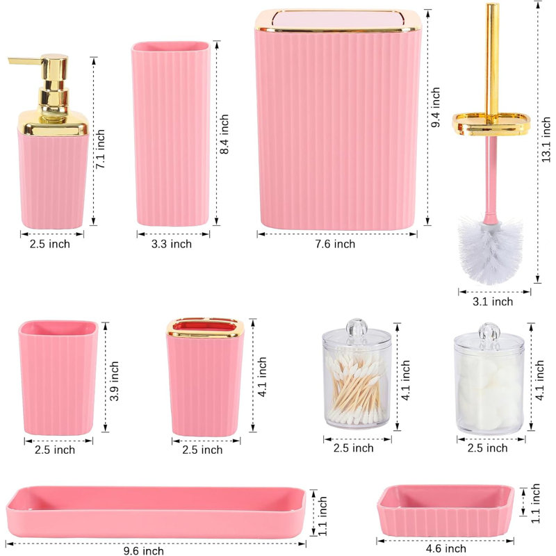 Pink Bathroom Accessory Set