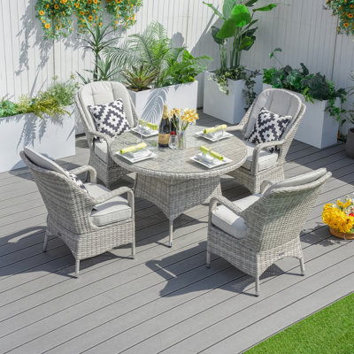Ensemble repas de patio 5 pièces avec coussins