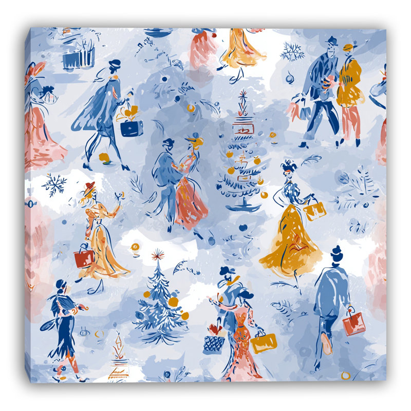 Festive Winter Crowd II, art mural sur toile tendue, H 20 po x l 20 po
