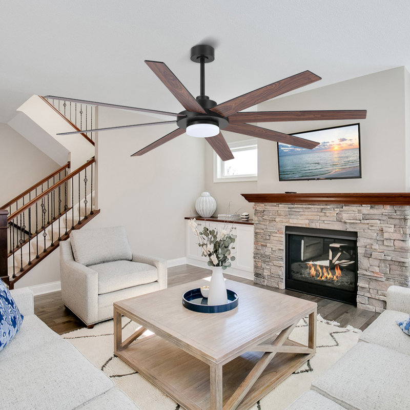 Ventilateur de plafond 60 pales 60 pouces pour l'intérieur en bois massif à double face avec lumière DEL et télécommande, 60"