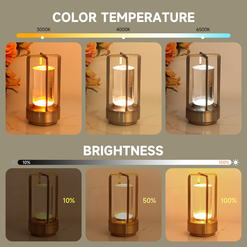 6.9'' Battery Powered Integrated Led Outdoor Table Lamp (Set of 2), Silver