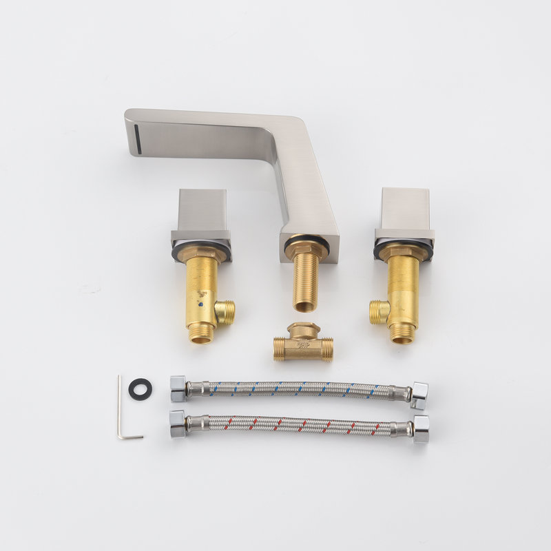 Widespread 2-handle Bathroom Faucet with Drain Assembly, Brushed Nickel