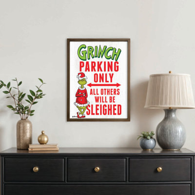 The Grinch Parking Only Brown Framed Print