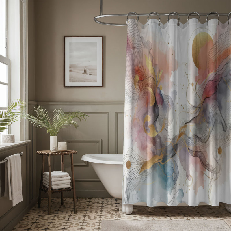 Paint & Gold Flair - Rideau de douche standard 1 pièce, H 74 po x l 40 po
