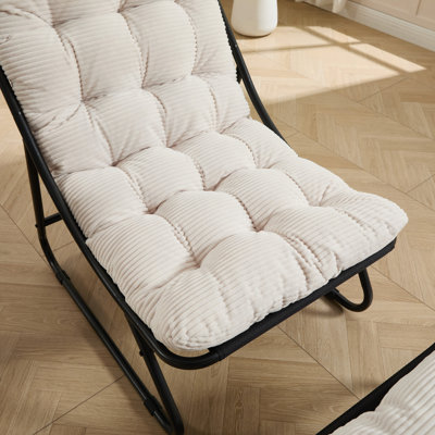Méridienne d'extérieur pour patio avec repose-pieds, fauteuil inclinable confortable avec coussin gonflable et repose-pieds, idéale pour le salon, la chambre à coucher, la structure de la salle de lecture avec coussin
