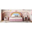 Lit tapissier arc-en-ciel coloré et rose de style princesse en velours avec tiroir de rangement, aucun sommier nécessaire-233454264