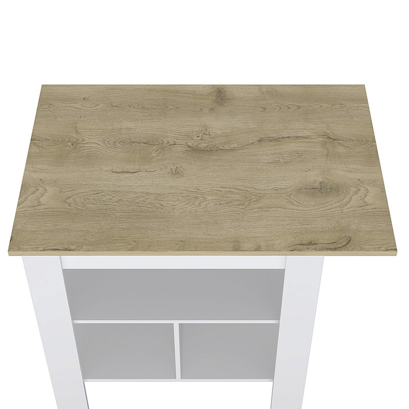 Îlot de cuisine, table de cuisine H 35 po, 3 tablettes ouvertes