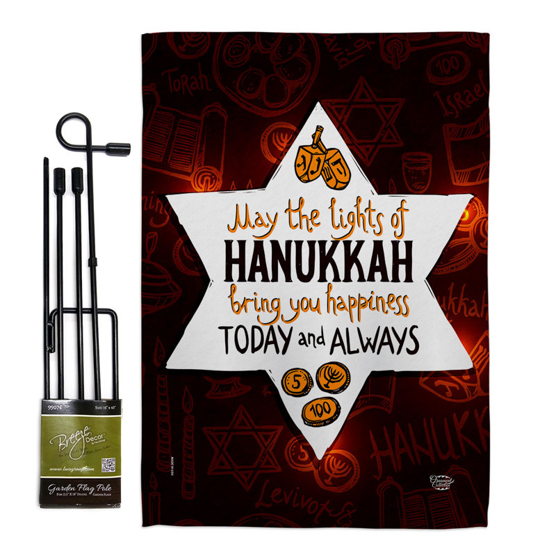 Ensemble de drapeaux en polyester 19 x 13 po Lights of Hanukkah