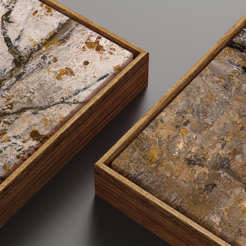 Ensemble de 2 toiles encadrées 20 x 60 pouces Vintage Floral and Landscape, Naturel