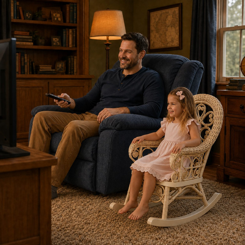 Chaise berçante en osier pour enfant Deas, Blanc délavé