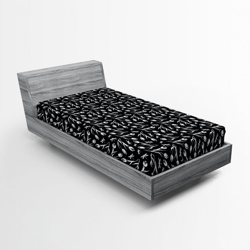 Microfiber Floral Fitted Sheet, Twin Fitted Sheet