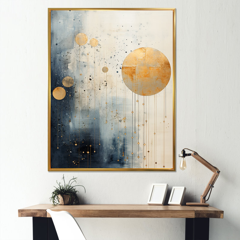 «Minimalisme astrologie» Collage grunge - Zodiaque, impression d'art mural_106465, Cadre flottant doré
