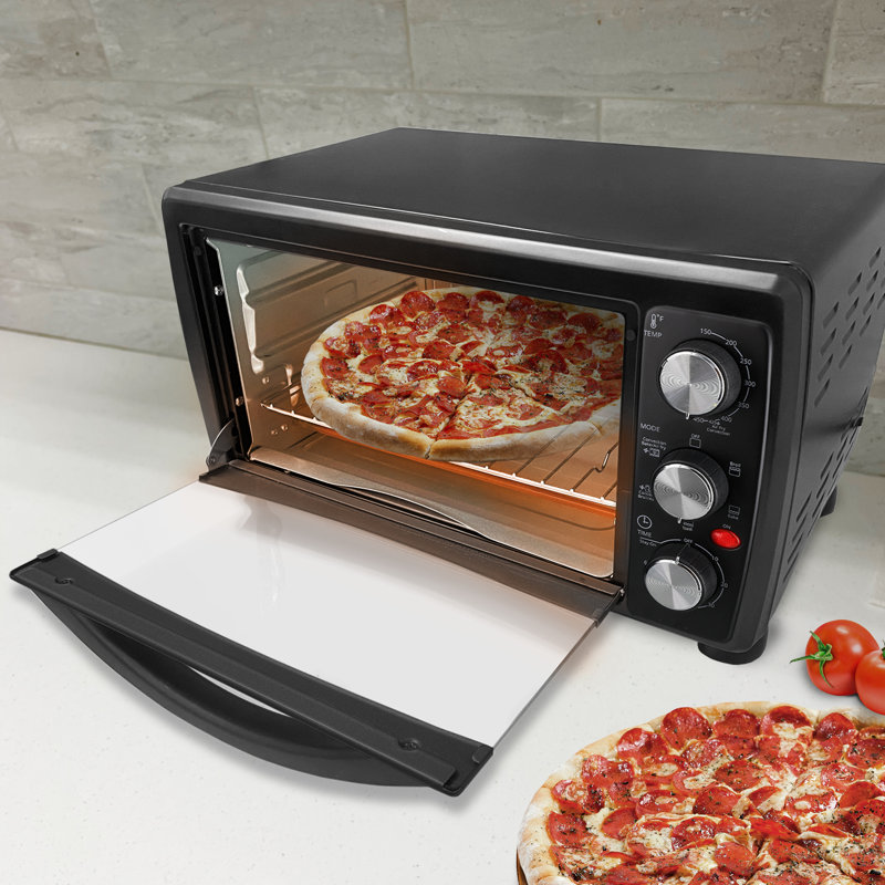 1400W Black Toaster Oven with Convection Technology, 5 Modes Air Fryer Bake Toast Cook and Broil