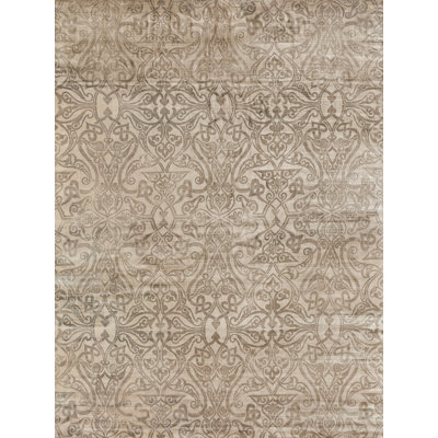 Koda Damask Area Rug in Beige