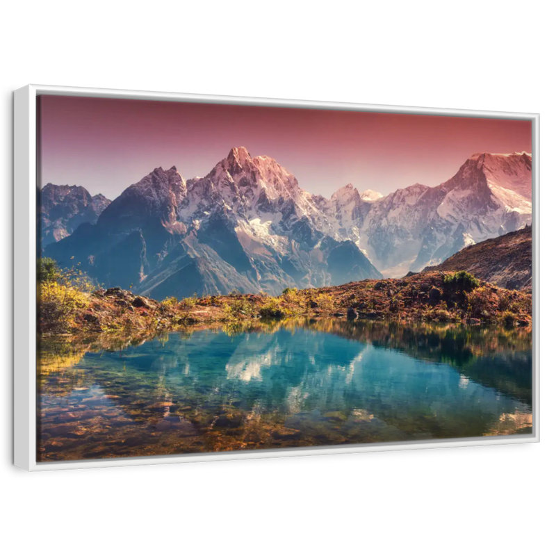 Himalaya à couper le souffle, Cadre flottant blanc, 46 po x 31 po