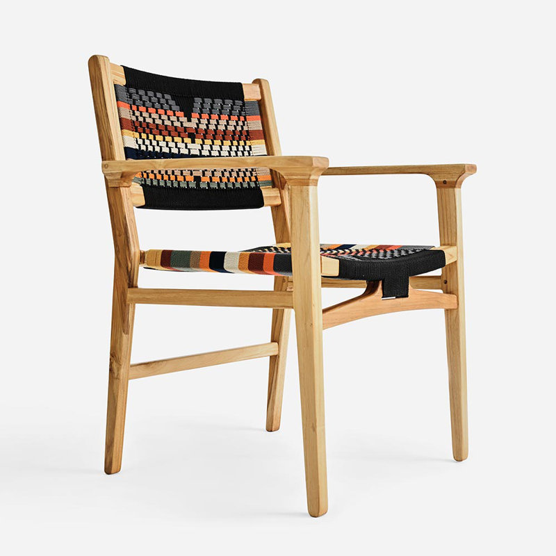 Chontales Dining Chair with Armrest in San Geronimo Manila, Teak, Natural San Geronimo Manila