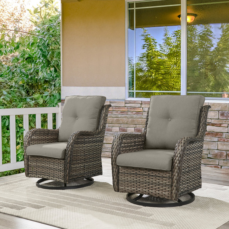 Fauteuils d'appoint en rotin avec coussins Bonia, Gris, Gris