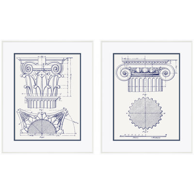White Column 2 & Blue Ionic 5 Giclee Print
