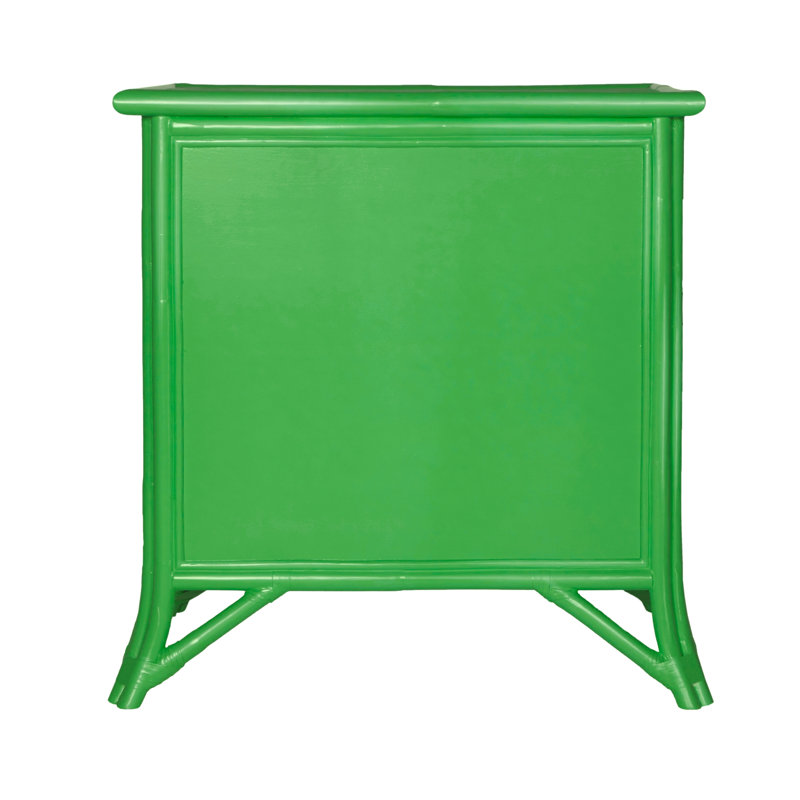 1 - Drawer Rattan Nightstand, Bright Green