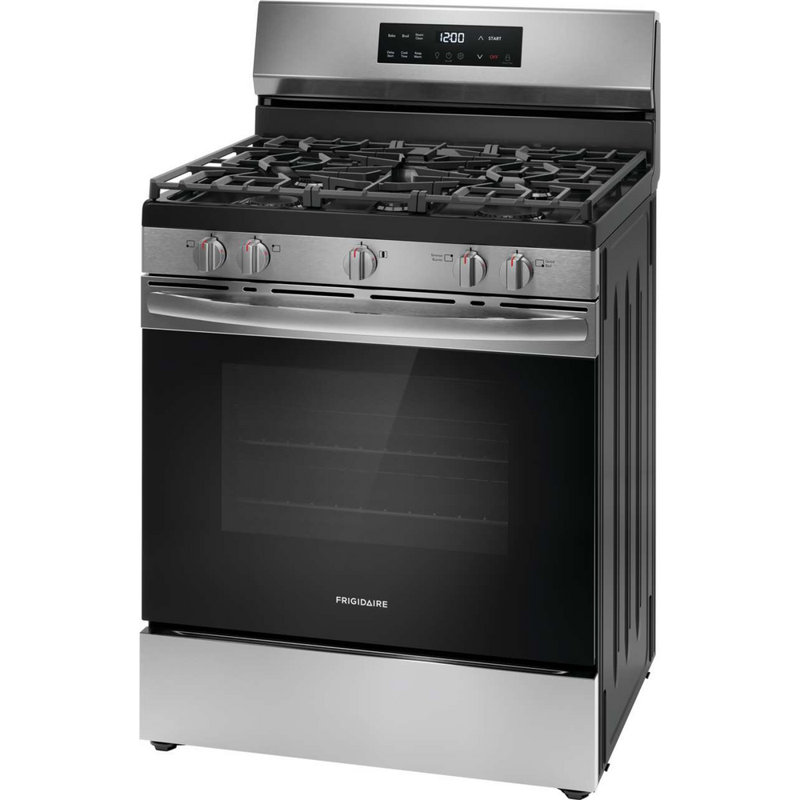 Cuisinière à gaz autoportante 30 po avec cuisson rapide et nettoyage à la vapeur 30 po Frigidaire, Acier Inoxydable