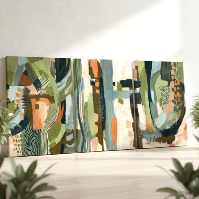 3 pièces d'art mural géométrique abstrait dans des tons terreux, trois pièces d'art mural pour le salon, la chambre à coucher, le bureau et la maison, prêt à être accroché