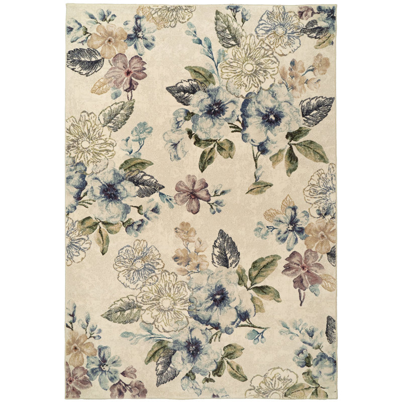 Makiver Floral Indoor Rug, Rectangle 6'7" x 9'6"