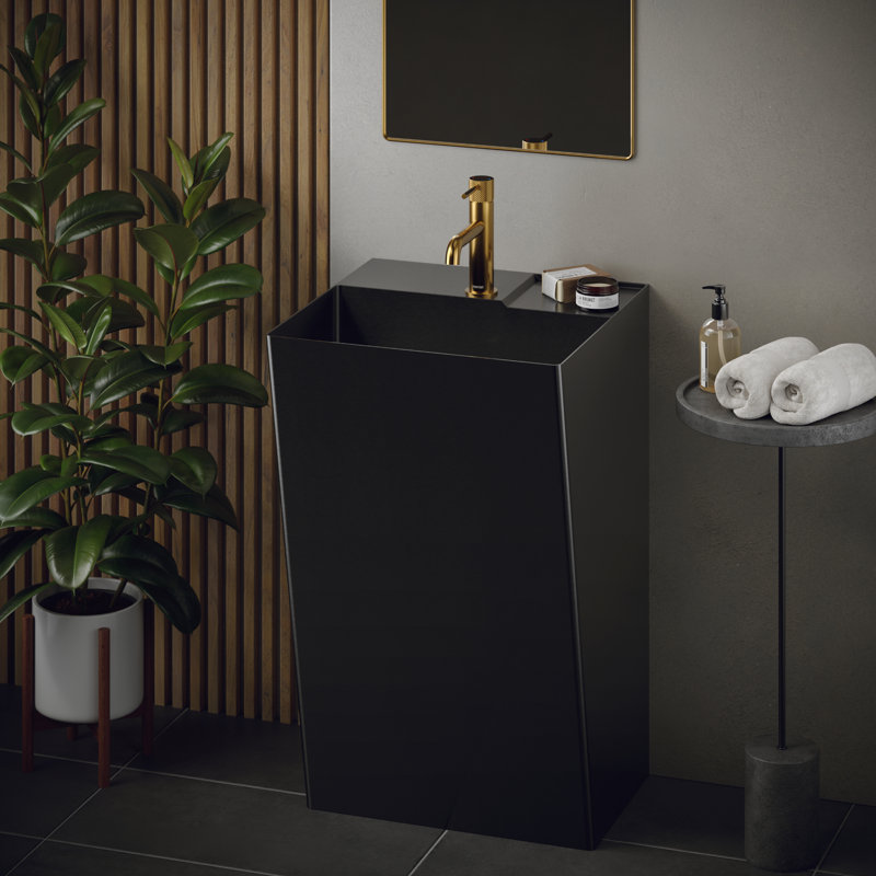 Karran Cinox 16.5'' Stainless Steel Rectangular Bathroom Sink with Overflow, Gray