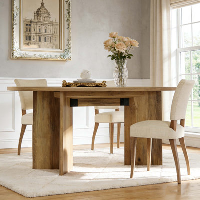 63" Dining Table, Oval Farmhouse Kitchen Table with Strip Base