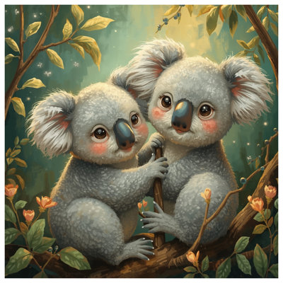 Adorable paire de toiles de koala tendues avec châssis tendu