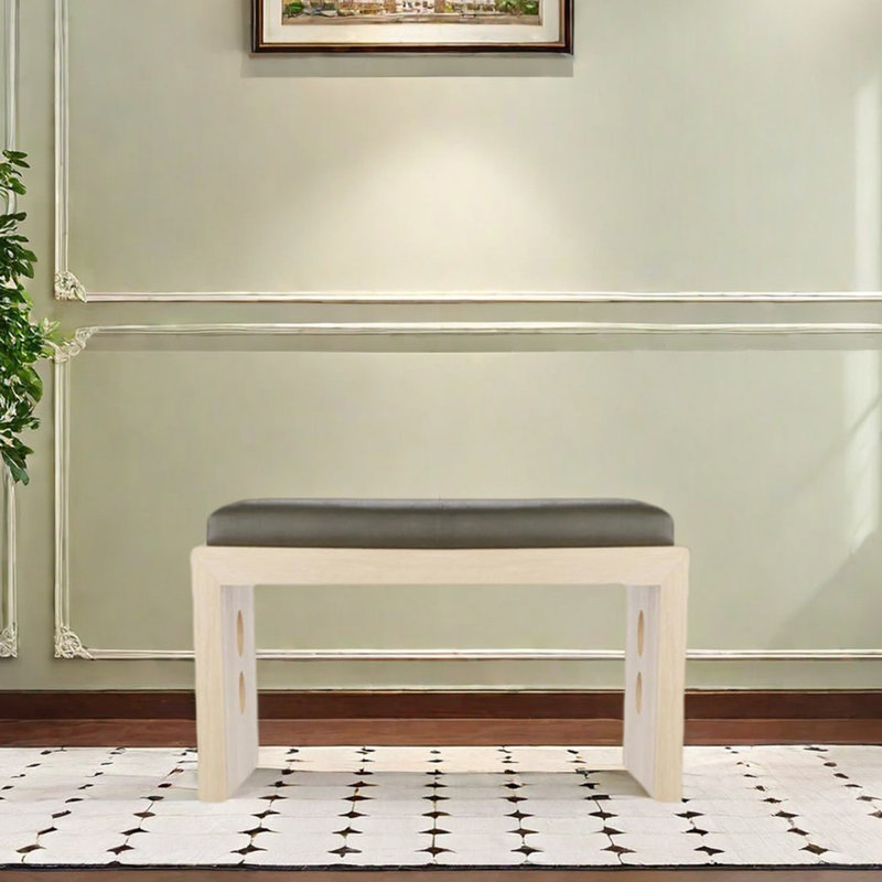Banc avec tabouret à langer, H 17,72 po x l 39,37 po x P 17,72 po