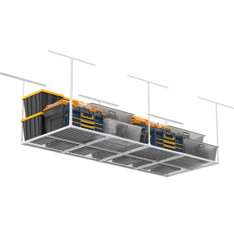 Supports de garage surélevés, supports de rangement réglables au plafond, capacité de charge de 600 lb., Blanc