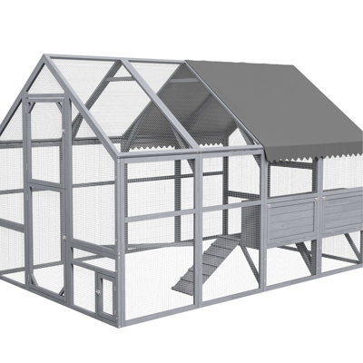 Gray Large Chicken Coop, Accommodates 8 - 12 Chickens, Waterproof And Top Cover, Roosting Bar Nesting Boxes Coop For Color, Quick Setup, Secure On Door, Split Front Door Cleaning