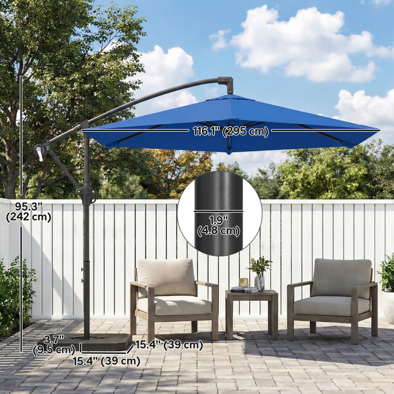 Parasol excentré 9,7 pi avec poids à remplir, bleu marine, Marine