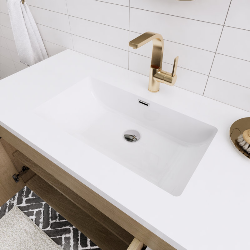 41.75'' Single Bathroom Vanity with Acrylic Top, White Oak