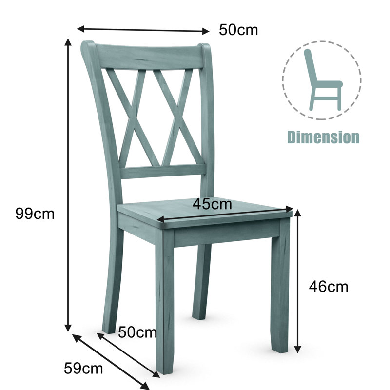 Aloyzas 46cm H Solid Wood Slat Back Side Chair in Green