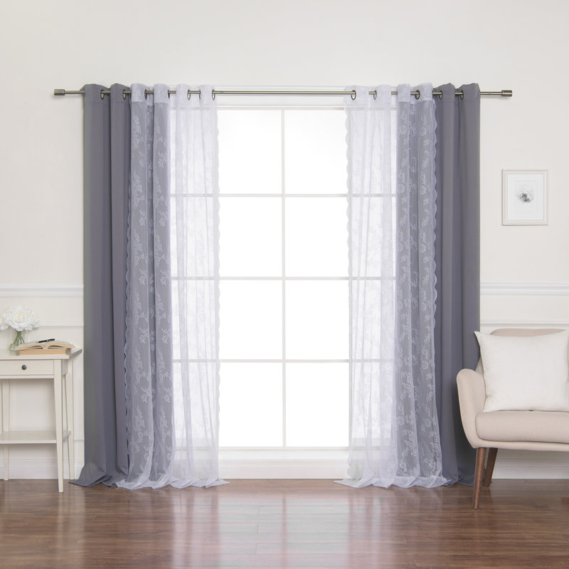 Evelina Room Darkening Curtain Panel Pair, Gray, 52" x 84"