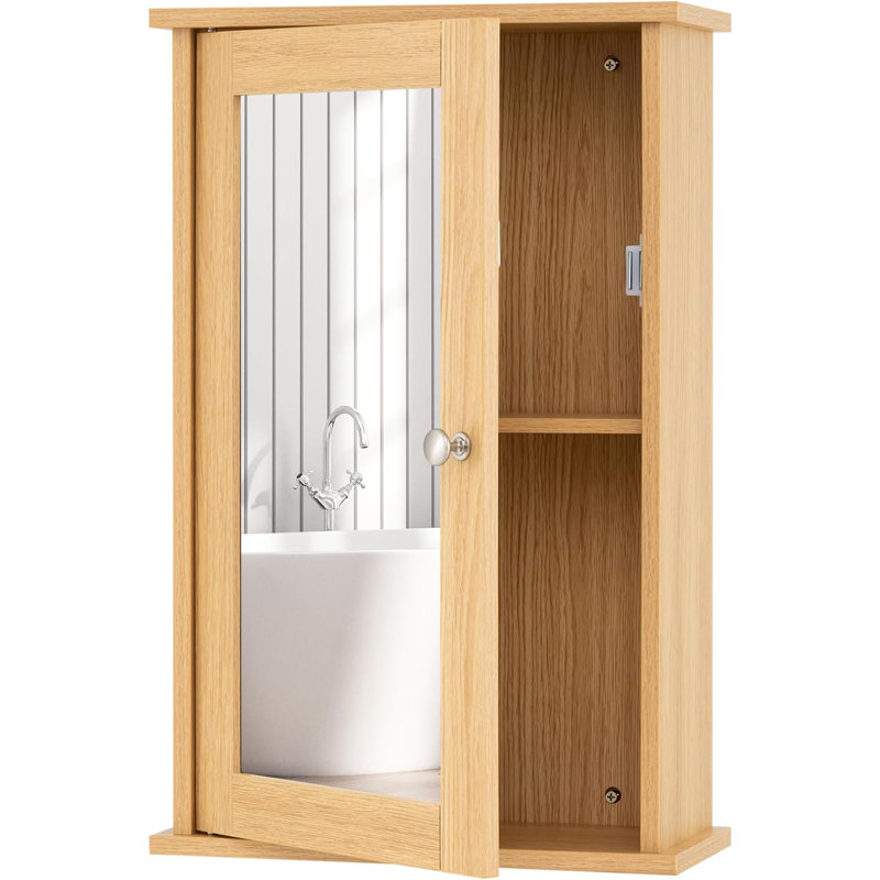 W H Medicine Cabinet Mirror, Natural