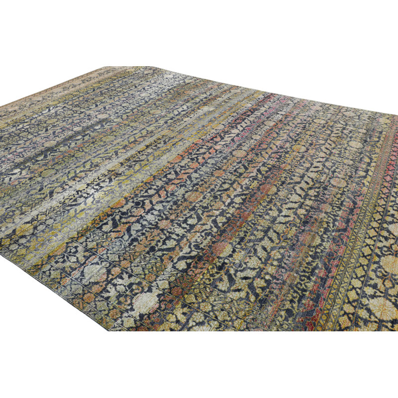Rug & Kilim’S Oversized Samarkand Style Rug In Navy Blue With Floral Patterns
