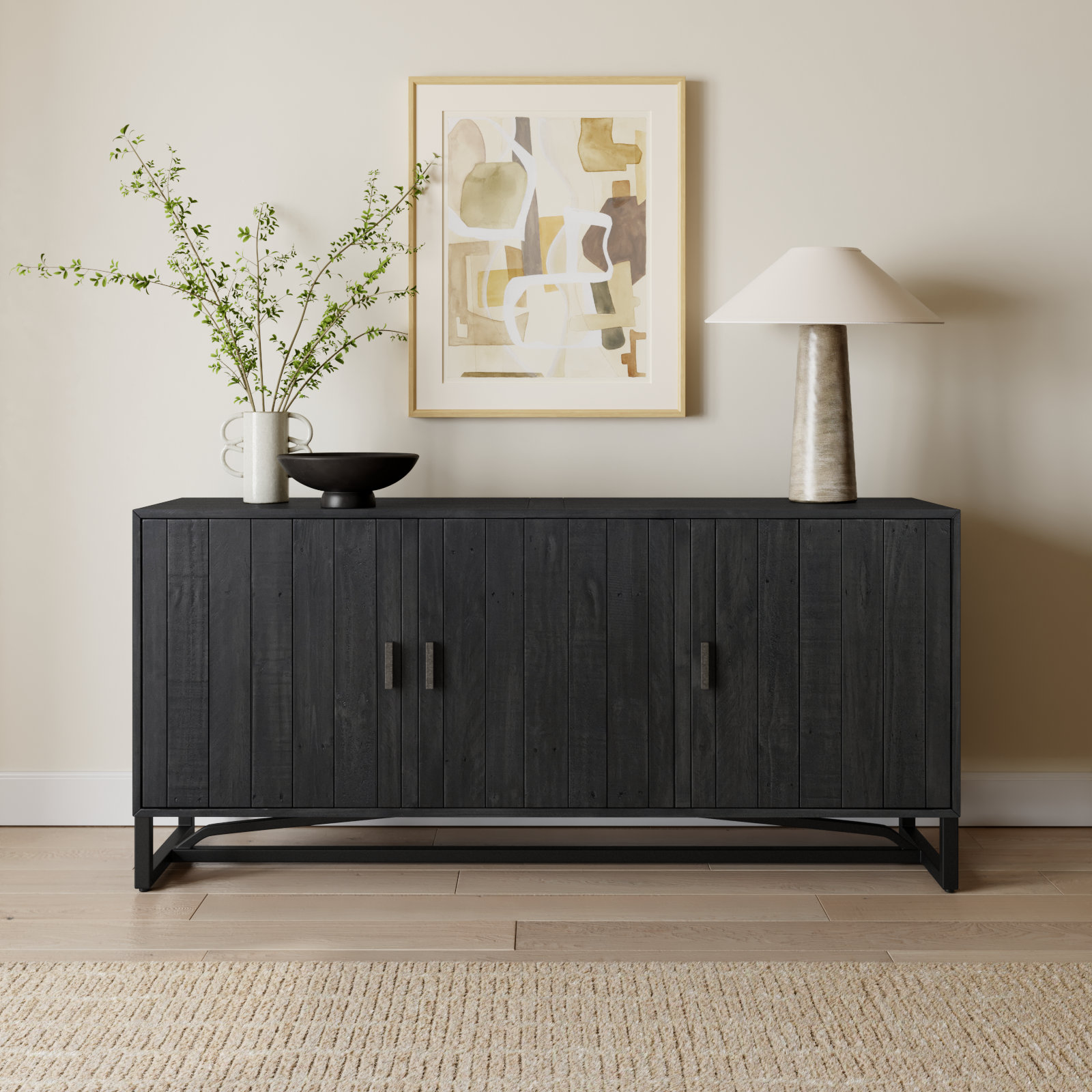 Lopez Pine Sideboard, Black