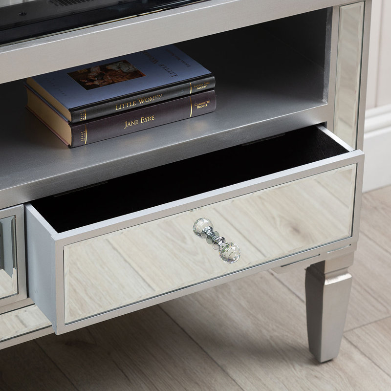 TV Table for Living Room Bedroom Furniture, 43'' Wooden TV Stand with 2 Drawers Shelf Space