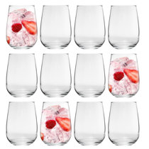 LAV 6 Piece Gaia Stemless Red Wine Glasses Set - Modern Glass Goblets  Tumblers - 590ml