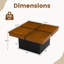 Table basse flottante Modern Modern - 31,5 x 31,5 x 16,5 pouces - Placage de bois massif - 1 pièce - Table basse - Noyer et noir