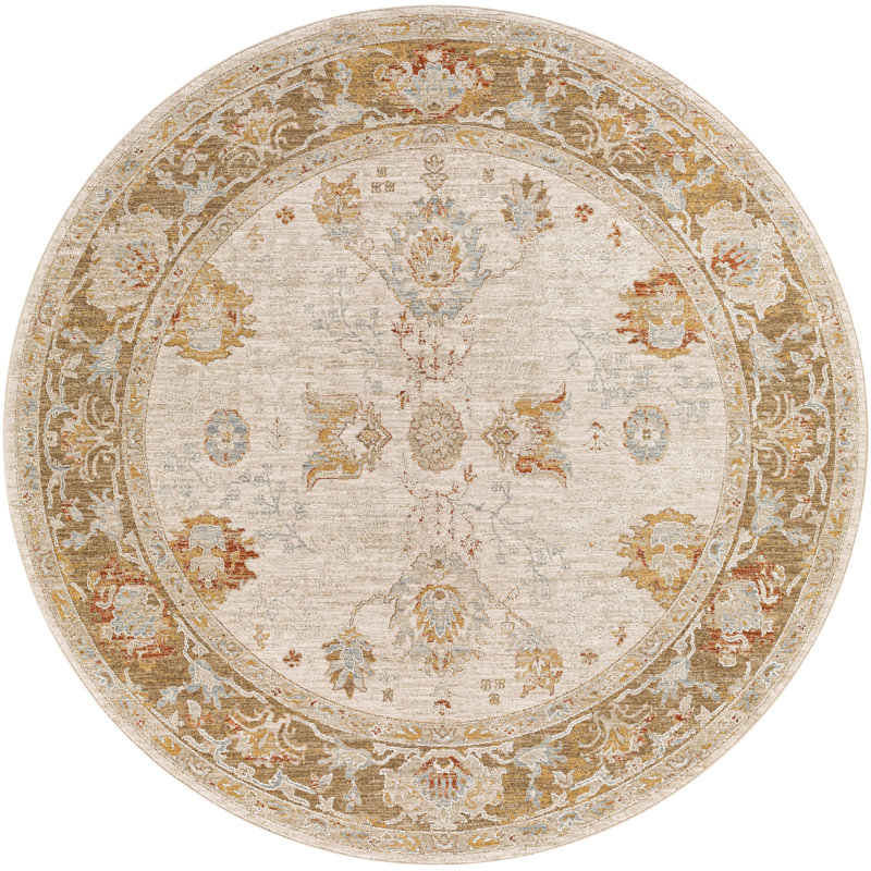 Tapis oriental crème / brun Finnlagh, Rond 8 pi