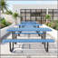 Ensemble de table longue et de chaises bleues avec trou pour parasol 6 pi