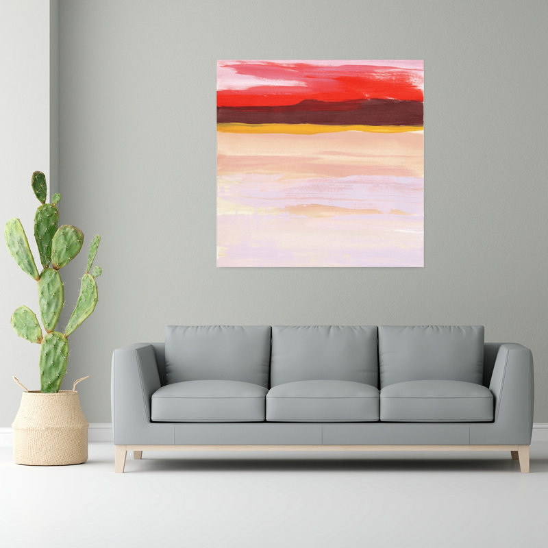 Art contemporain, paysage contemporain abstrait, coucher de soleil, art mural, H 48 po x l 48 po
