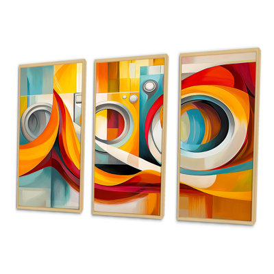 Ensemble de salon orange, fauve abstrait Brillant II