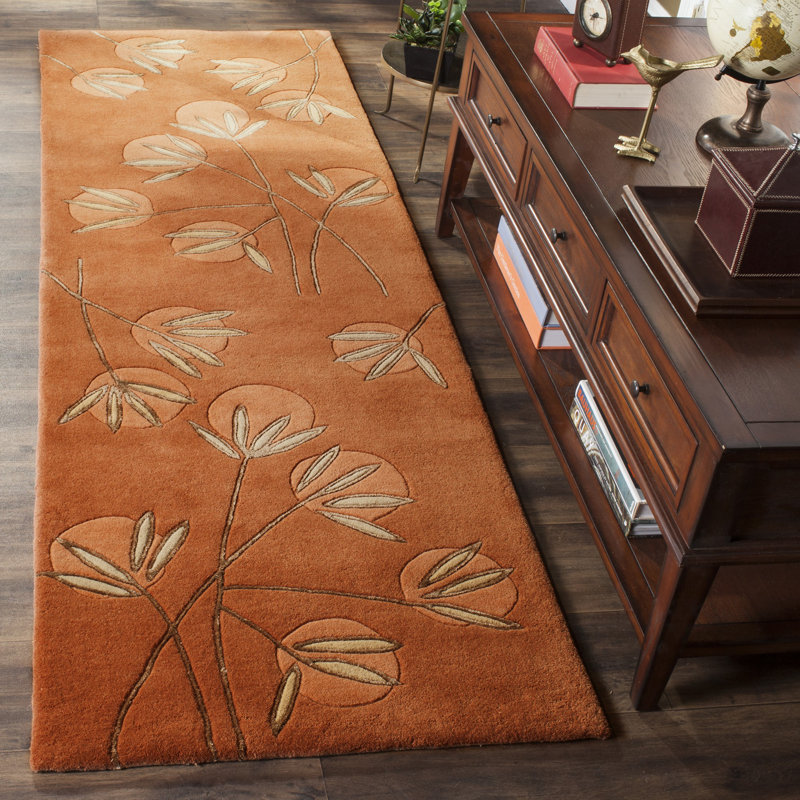 Tapis floral en laine touffeté à la main Soho, Tapis de couloir 2 pi 6 po x 12 pi
