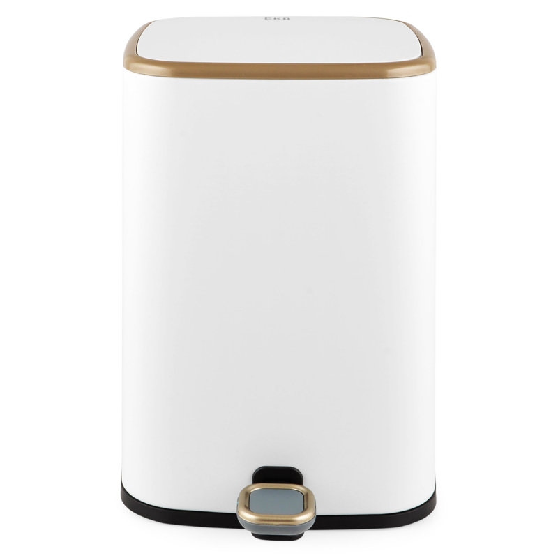 Steel Step On Rubbish Bin, White, 9L
